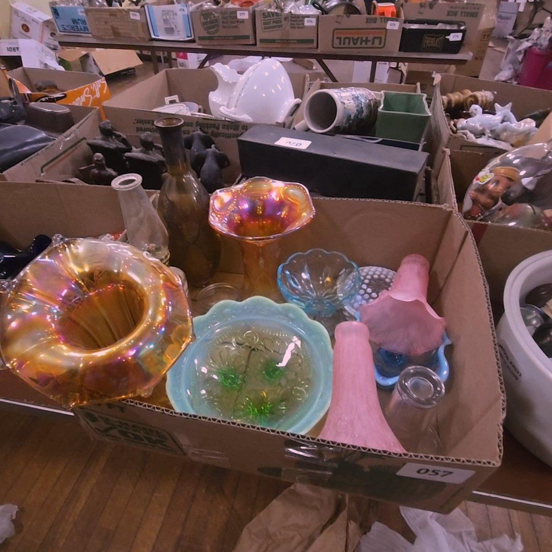 mixed grouping of art glass and more