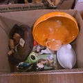 Lot 066 - Box Lot with Miscellaneous Porcelain Including Glass Hen on Basket