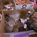 Lot 090 - Box Lot of Clear Glass and Bottles