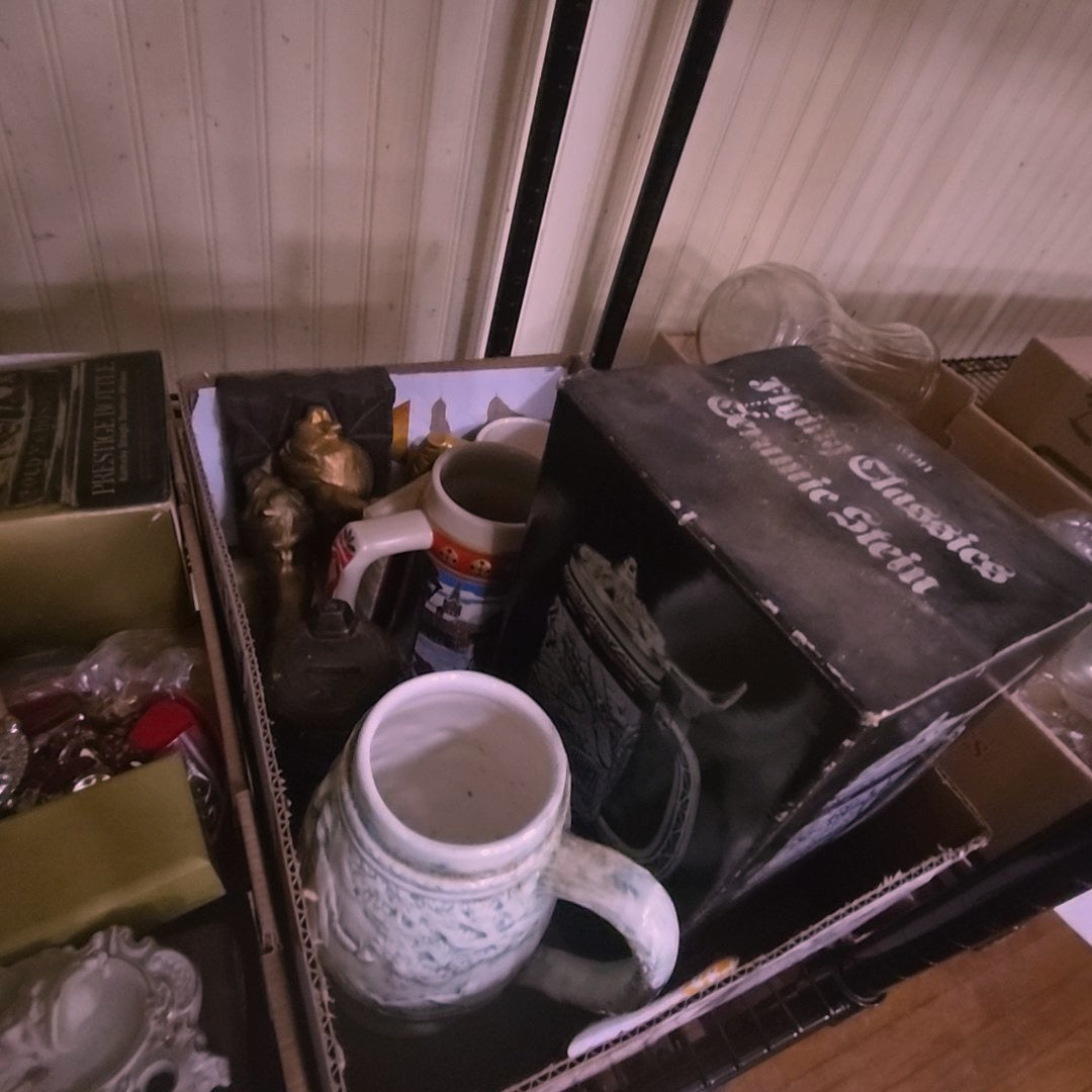 box lot with Steins and more
