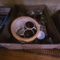 Lot 128 - Box Lot with Glasses, Ceramics, and Rolling Pins