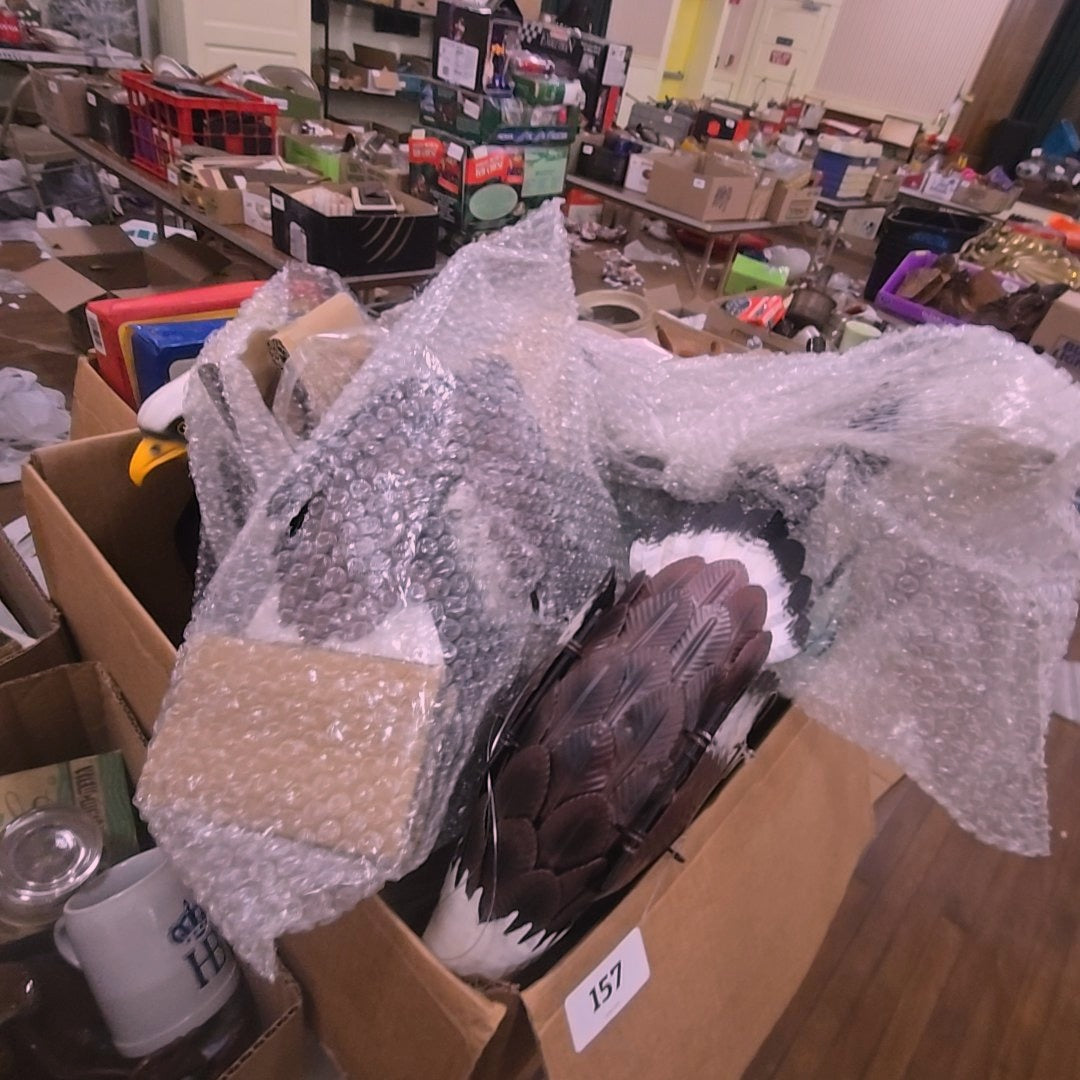 box lot with eagle porch decorations