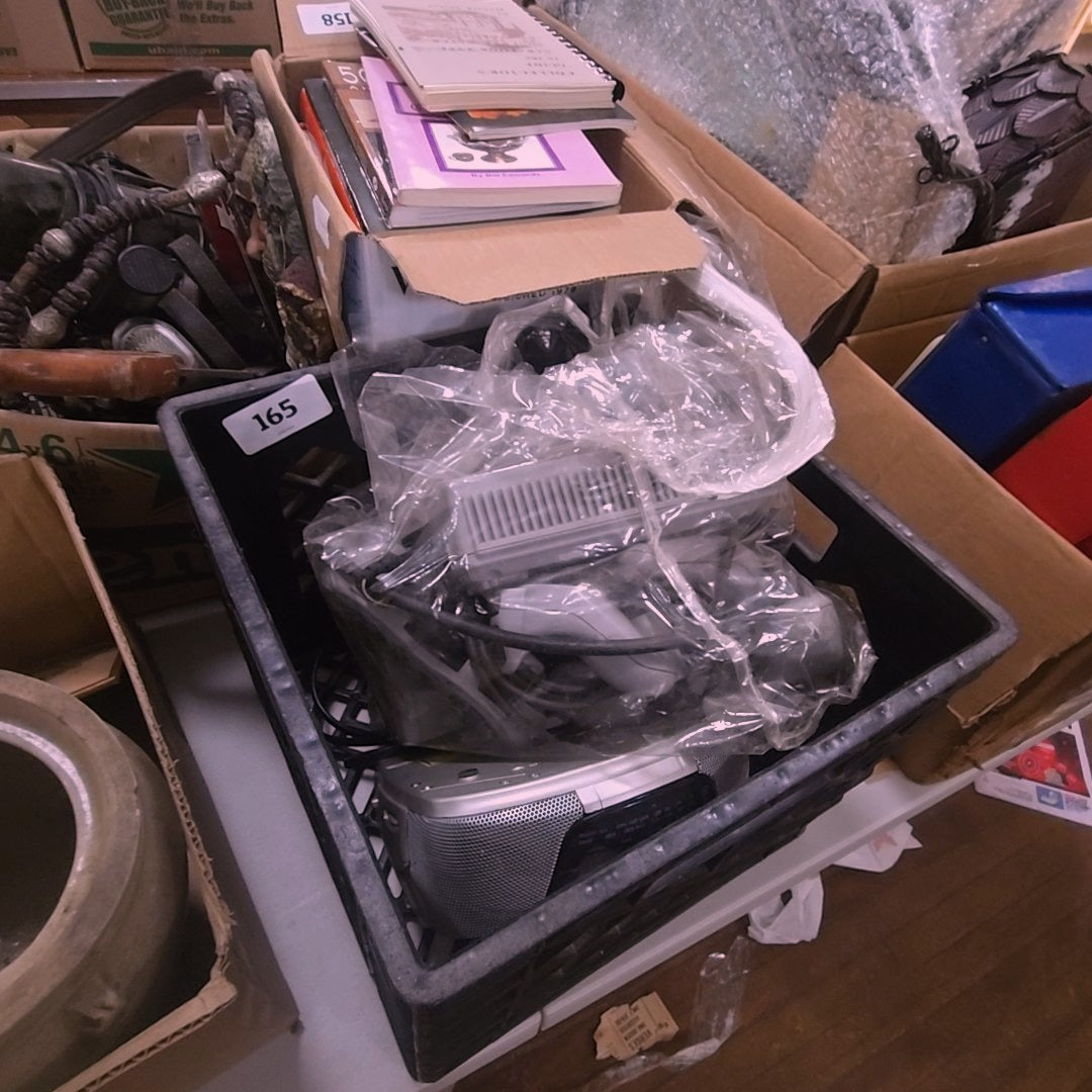 box lot with PlayStation and accessories
