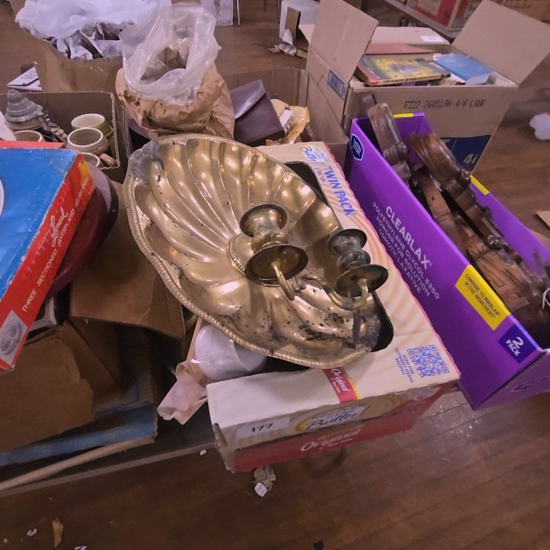 box lot with brass and more