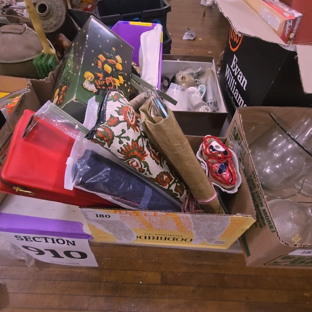 box lot with crafting accessories and more