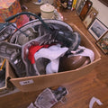 Lot 183 - Box Lot with Molds, Lamp, and Enamelware