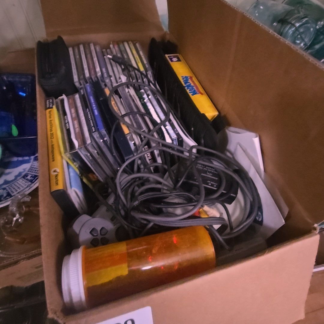 box lot of games and accessories