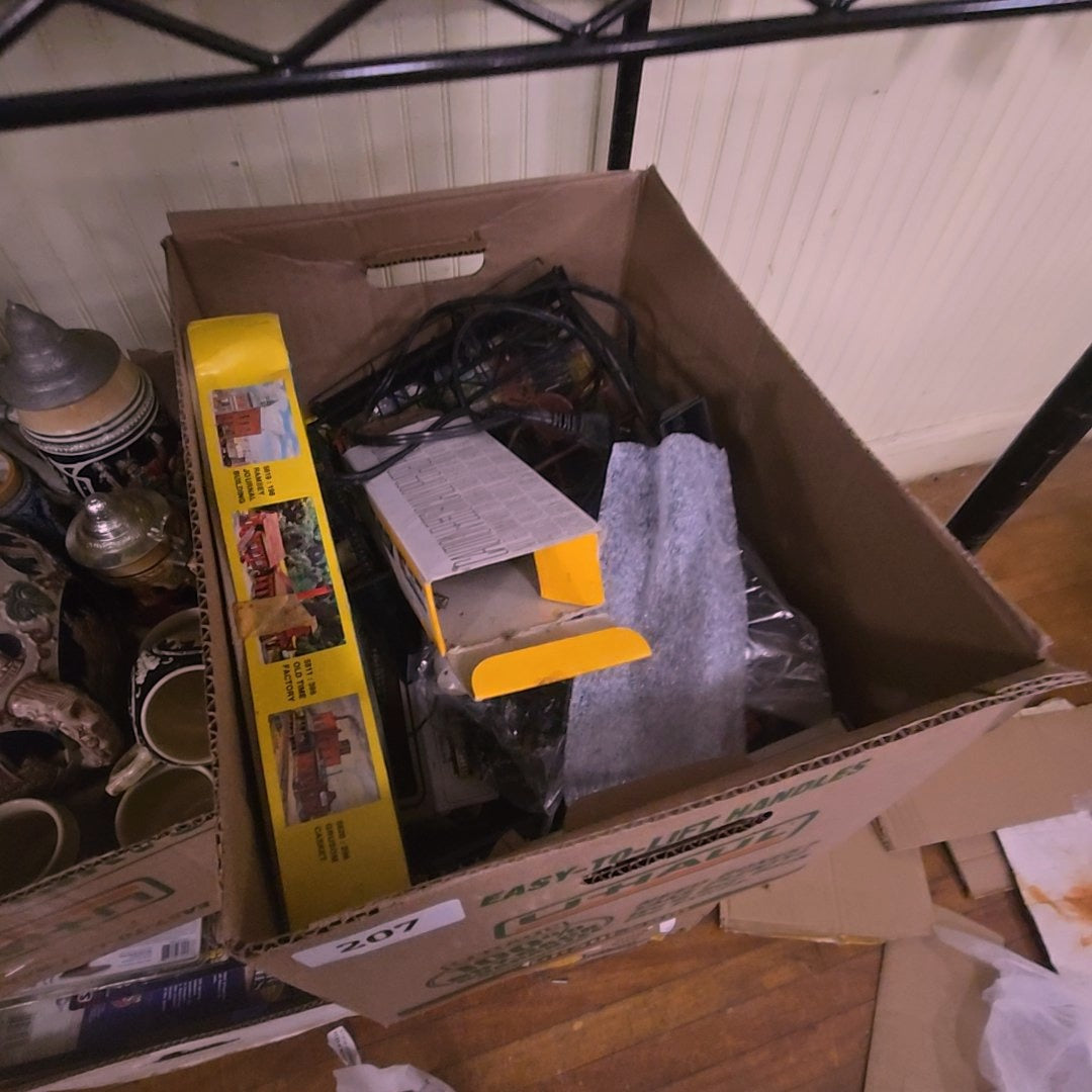 box lot of trains and accessories
