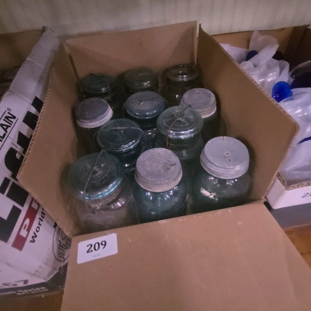 box lot of mason jars