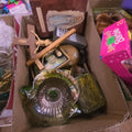 Lot 226 - Box Lot with Religious Items, Tin, and Carnival Glass