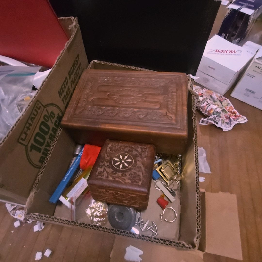 box lot of jewelry and jewelry boxes