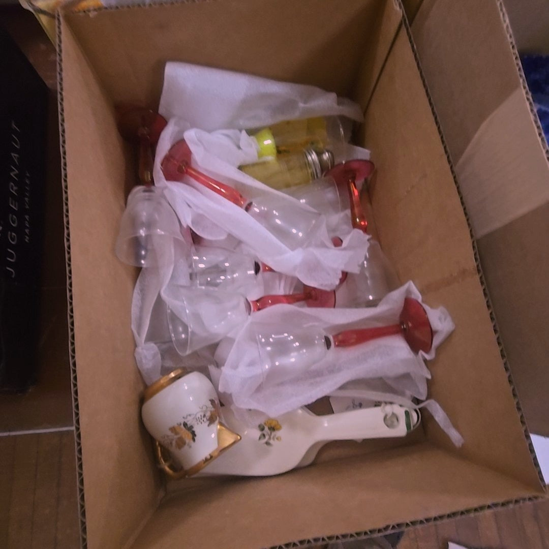 box lot of stemware
