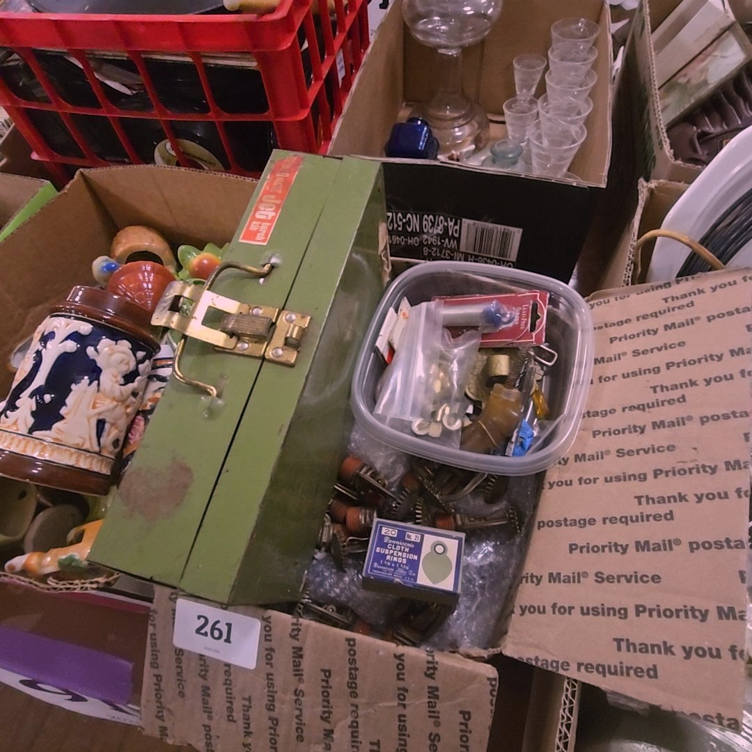 box lot of sprinkler heads and Hardware