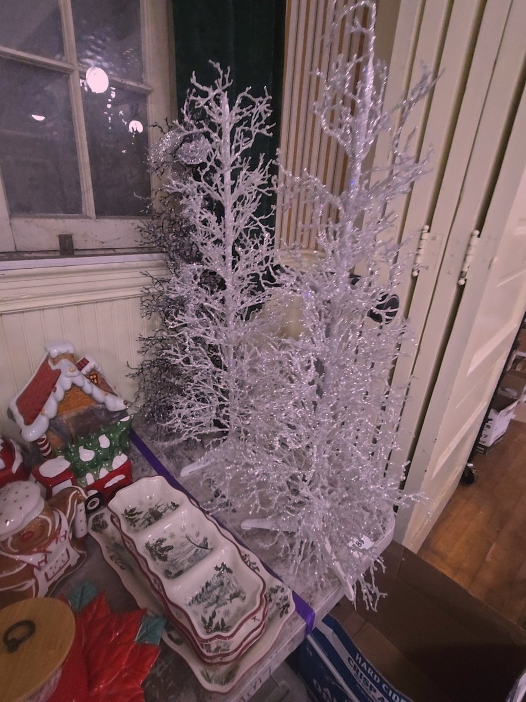 three modern Christmas trees plastic