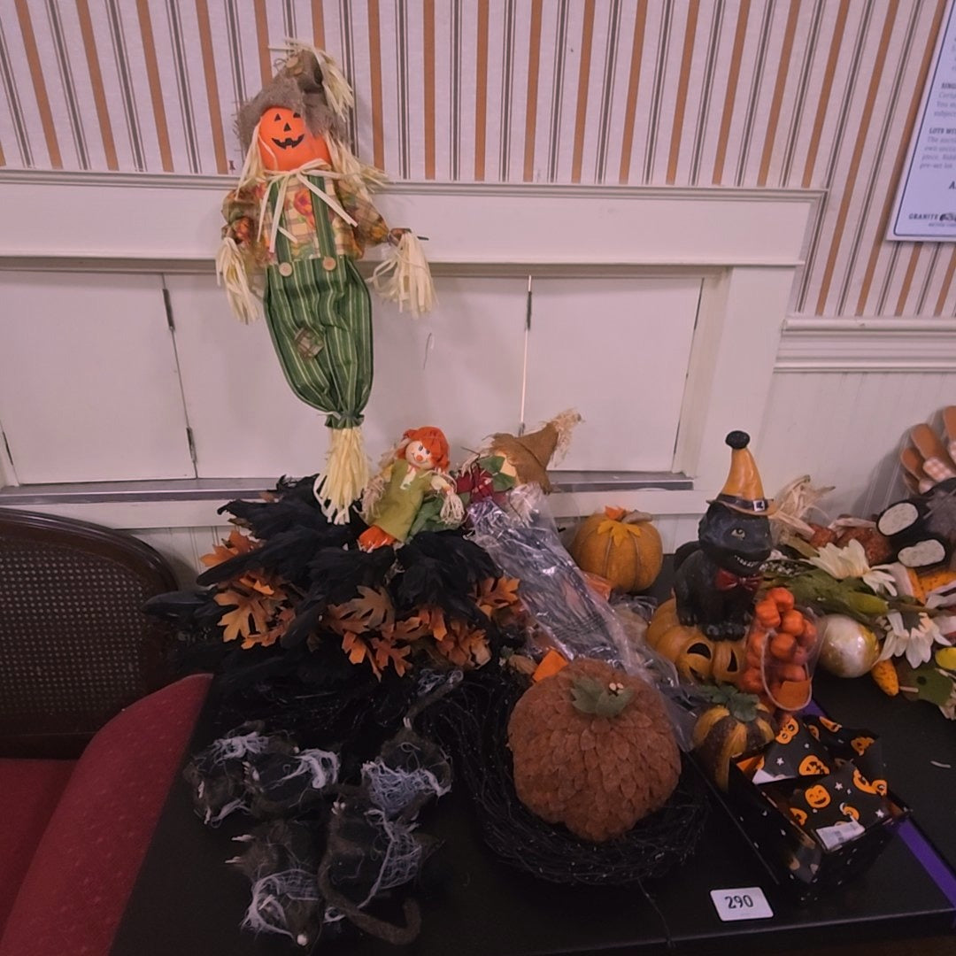half table grouping with modern Halloween decor