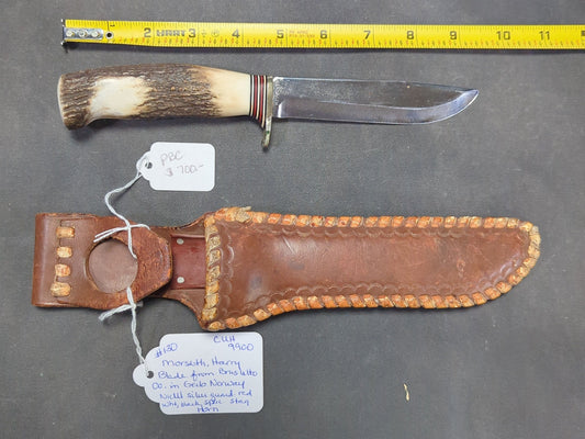 Harry Morseth Knife, Brusletto Blade, Stag Horn Handle, with Original Morseth Patented Safe-Lok Leather Sheath