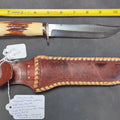 Lot 002 - Harry Morseth Knife, Brusletto Norway Blade, Stag Handle, Nickel Silver Hilt, Original Morseth Patented Safe-Lock Leather Sheath