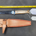 Lot 003 - Mitch Jenkins Knife, Mammoth Ivory Scales, Leather Sheath