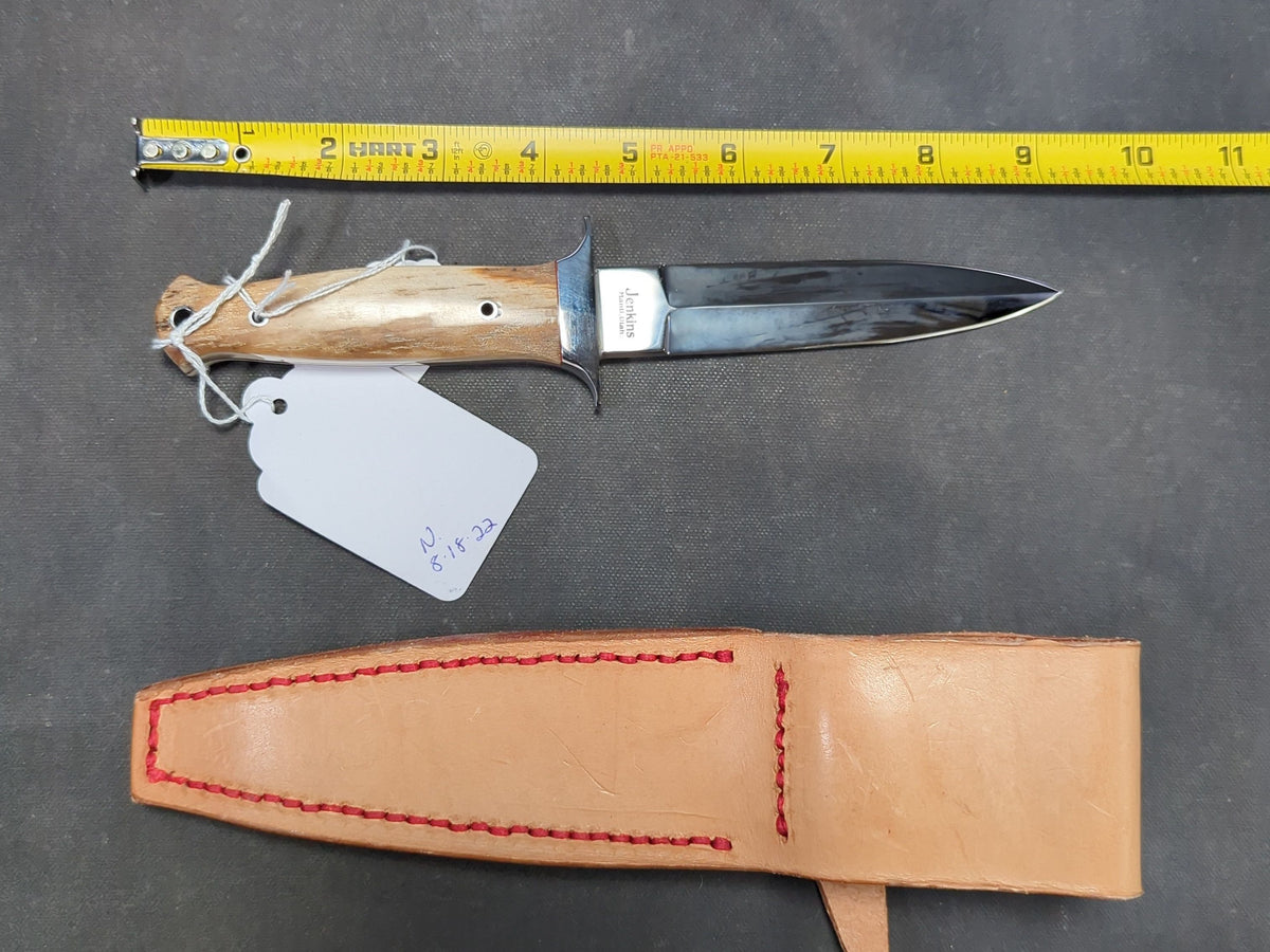 Mitch Jenkins Knife, Mammoth Ivory Scales, Leather Sheath