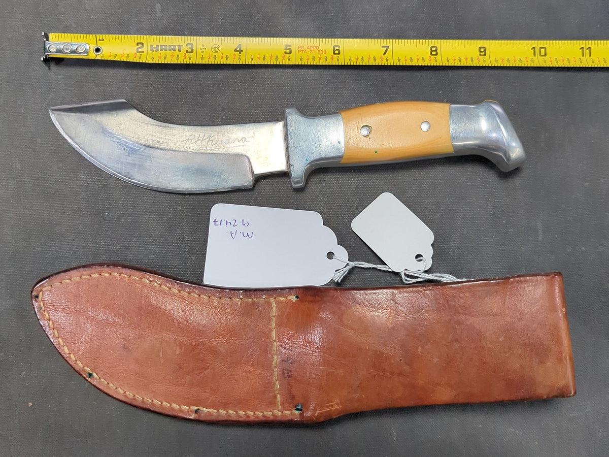 R.H. Ruana Skinner Knife, Micarta Handle, Leather Sheath, Bonner, Montana