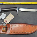 Lot 008 - TM Dowell Knife, African Blackwood Handle, Aluminum Guard and Buttcap, Leather Belt Sheath