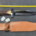 Lot 009 - Ray Beers Bowie Knife, Number 003, Stag Handle, with Leather Belt Sheath