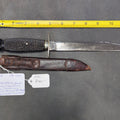 Lot 012 - Joseph Rodgers & Sons Knife, Nickel Silver Hilt and Collar, Carved Ebony Wood Handle, with Leather Belt Sheath, Sheffield, England