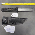 Lot 011 - Wally Hayes M.S. Damascus Steel Tanto Knife with Cord-Wrapped Rayskin Handle, Menuki, Kydex-Lined Leather Belt Sheath