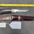 Lot 013 - "PY" Damascus Blade Knife, Bog Oak Handle, Silver Fittings, with Leather Sheath, 1988