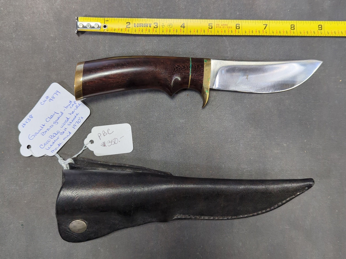 Clay Gault Knife with Leather Belt Sheath, Mid-1970s