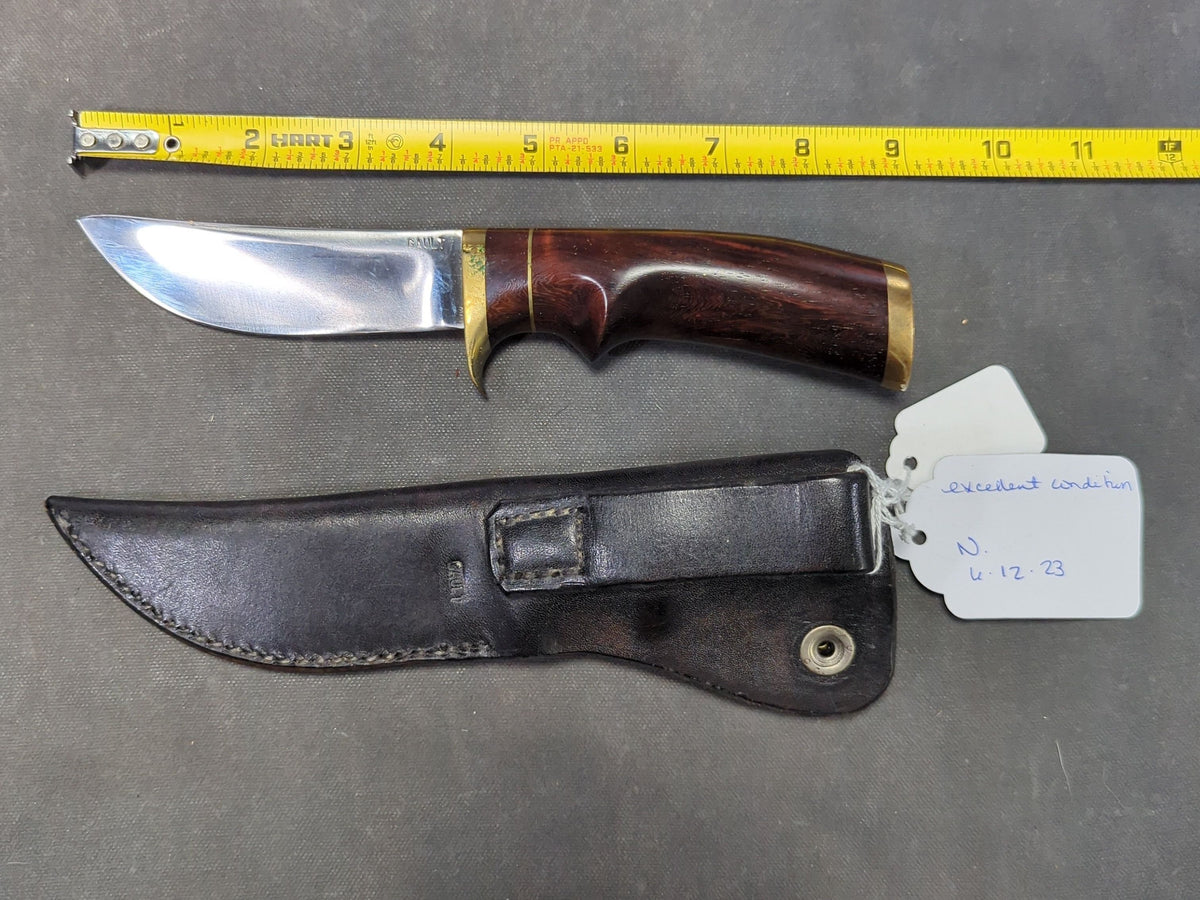 Clay Gault Knife with Leather Belt Sheath, Mid-1970s