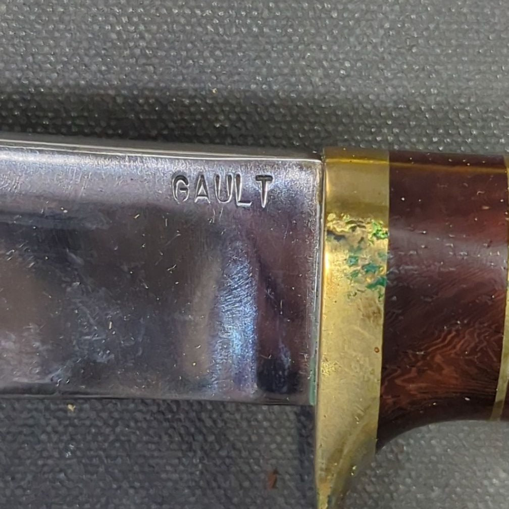 Clay Gault Knife with Leather Belt Sheath, Mid-1970s