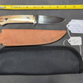 Lot 019 - T.M. Dowell Knife, Stag Scales, Nickel Silver Hilt, with Leather Belt Sheath and Zippered Case