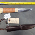 Lot 023 - Pasi Hurttila Puukko Knife, Reindeer Antler and Birch Bark Handle, with Leather Sheath