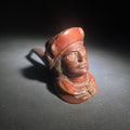Lot 144 - Antique Hand-Carved Briar Figural Smoking Pipe with Man in Feathered Cap and Bow Tie, 7" L