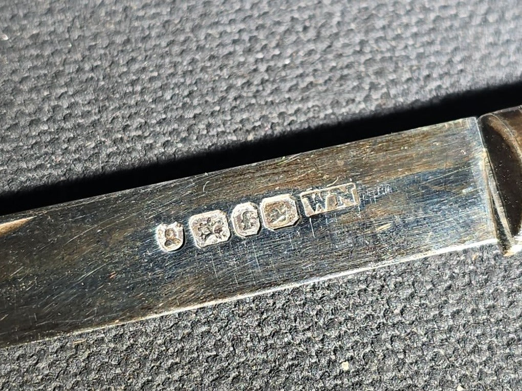 Antique Sterling Silver and Mother-of-Pearl Folding Pocket Knife, Hallmarked Sheffield 1898, Manufactured by William Needham, Engraved "J.C. Worthington"