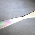 Lot 079 - Antique Carved Mother of Pearl Letter Opener or Page Turner with Pierced Foliate Scroll Handle, 8-1/2" L