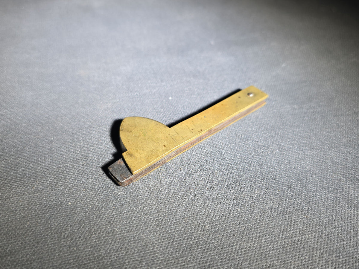 Antique Brass and Steel Folding Fleam with Two Blades, Engraved "P.H.M." on Handle