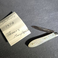 Lot 082 - Antique Sterling Silver Folding Pocket Knife with Carved Mother-Of-Pearl Handle Scales, Manufactured by Thomas Marples, Sheffield, England, 1878, 2-1/4" L