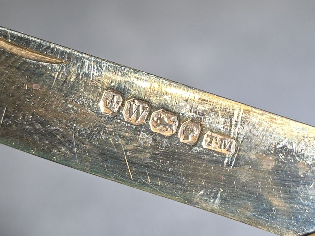 Antique Sterling Silver and Mother-of-Pearl Folding Pocket Knife with Sheffield Hallmarks, Manufactured by Thomas Marples, Sheffield, England, 1864