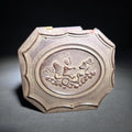 Lot 011 - Antique 1/6th Plate Ambrotype Photograph of a Father and Young Son in Thermoplastic Union Case with Winged Cherub and Butterfly Chariot Design