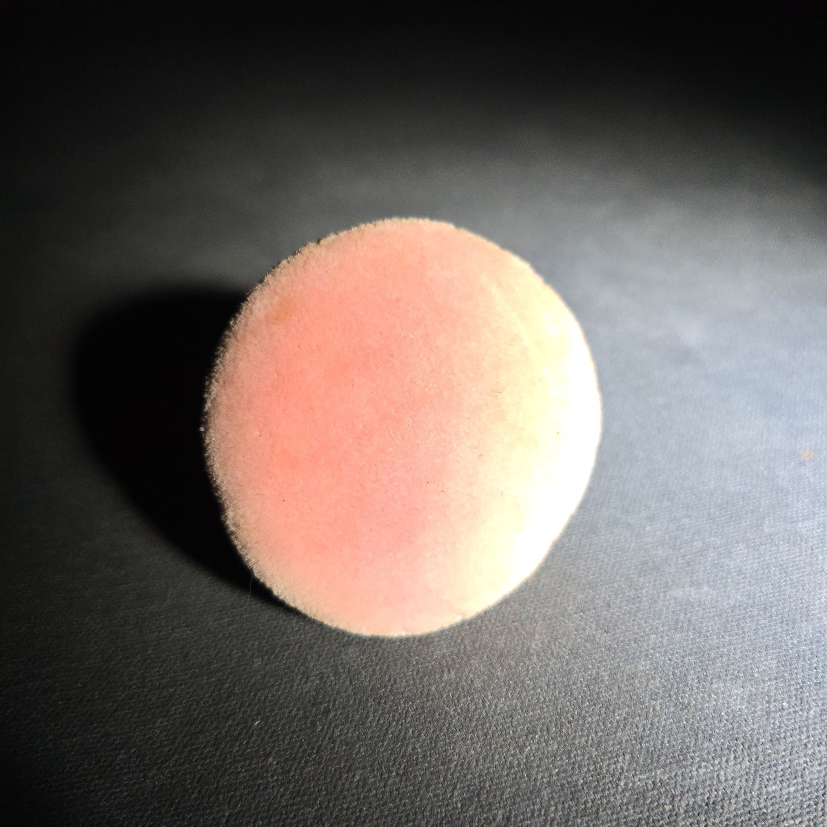 Antique German Porcelain Half-Doll Powder Puff with Pink Silk Skirt and Velvet Base, Marked Germany