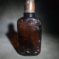 Lot 125 - Vintage Amber Glass Starburst Pattern Whiskey Flask with Metal Cap, Consolidated Distilleries Limited, Montreal, Canada, 8-1/2" H