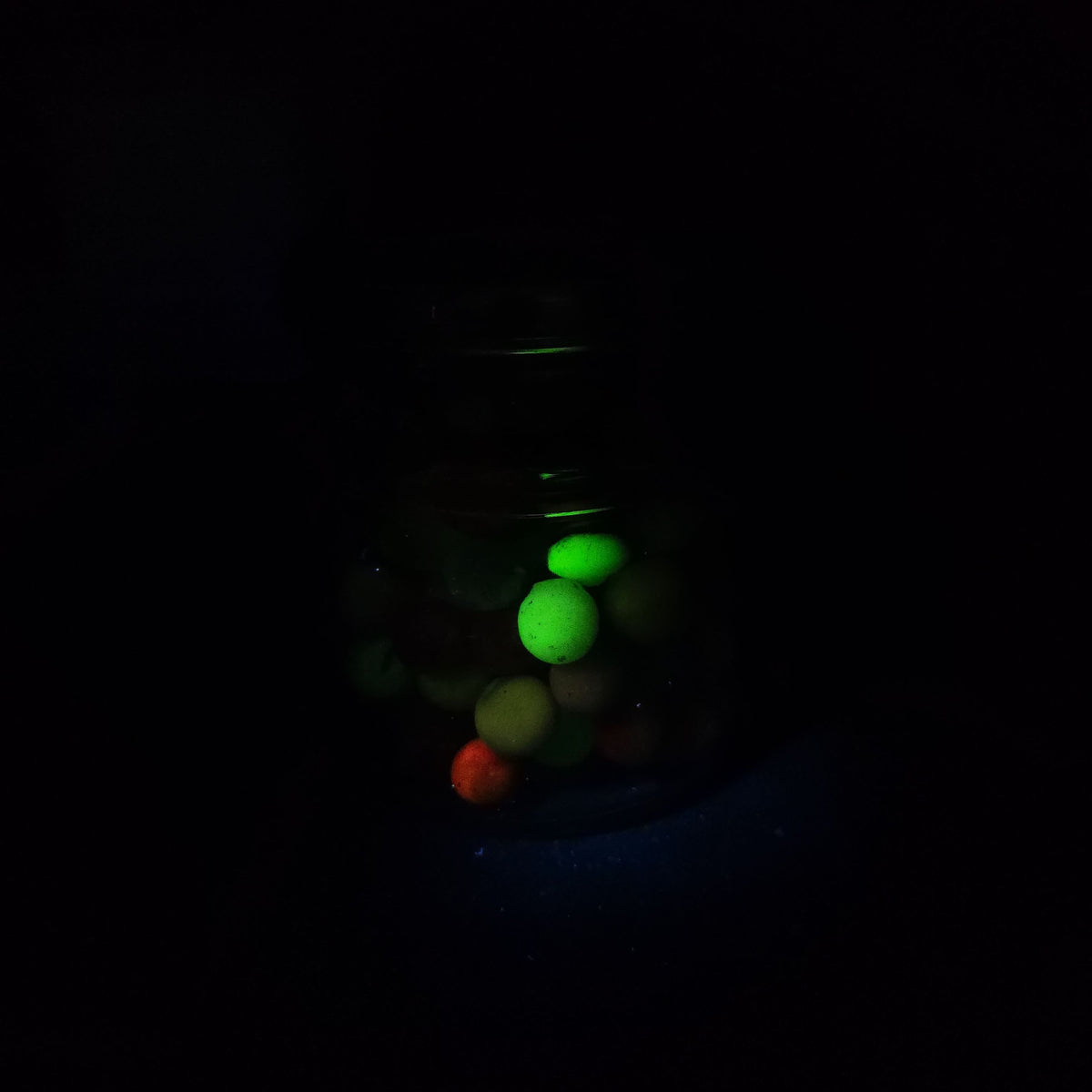 Vintage Glass Marbles in Ball Eclipse Wide Mouth Jar with Wire Bail, including UV-Reactive Uranium Glass Marbles