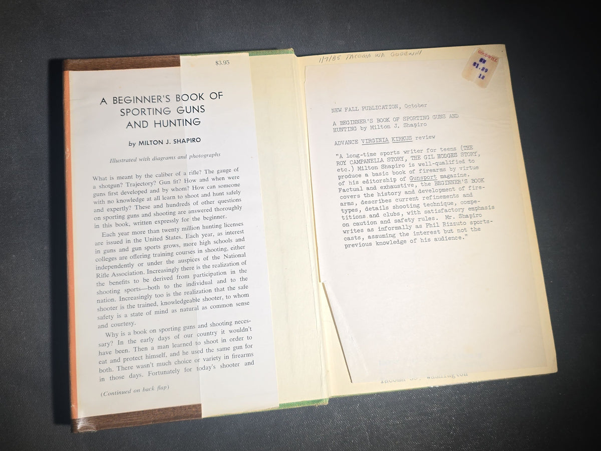 "A Beginner's Book of Sporting Guns and Hunting" Vintage Firearms and Hunting Book by Milton J. Shapiro, Published by Julian Messner, Inc., New York, 1961