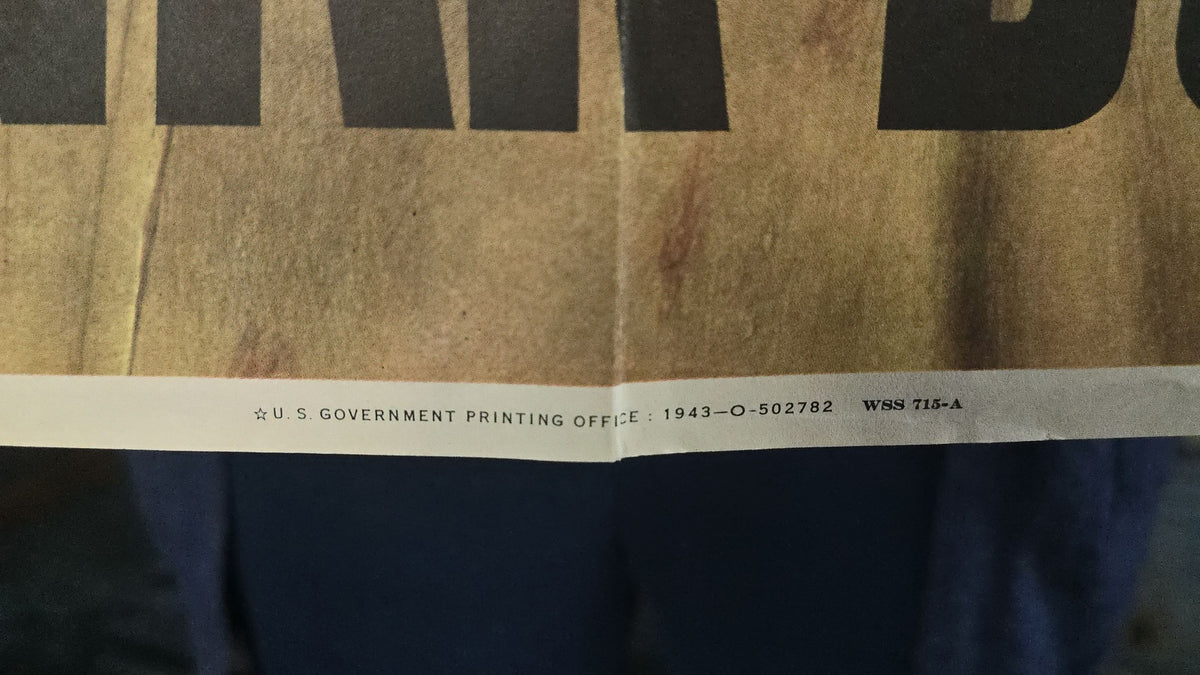 Antique WWII "Doing All You Can, Brother?" Buy War Bonds Poster, U.S. Government Printing Office, 1943