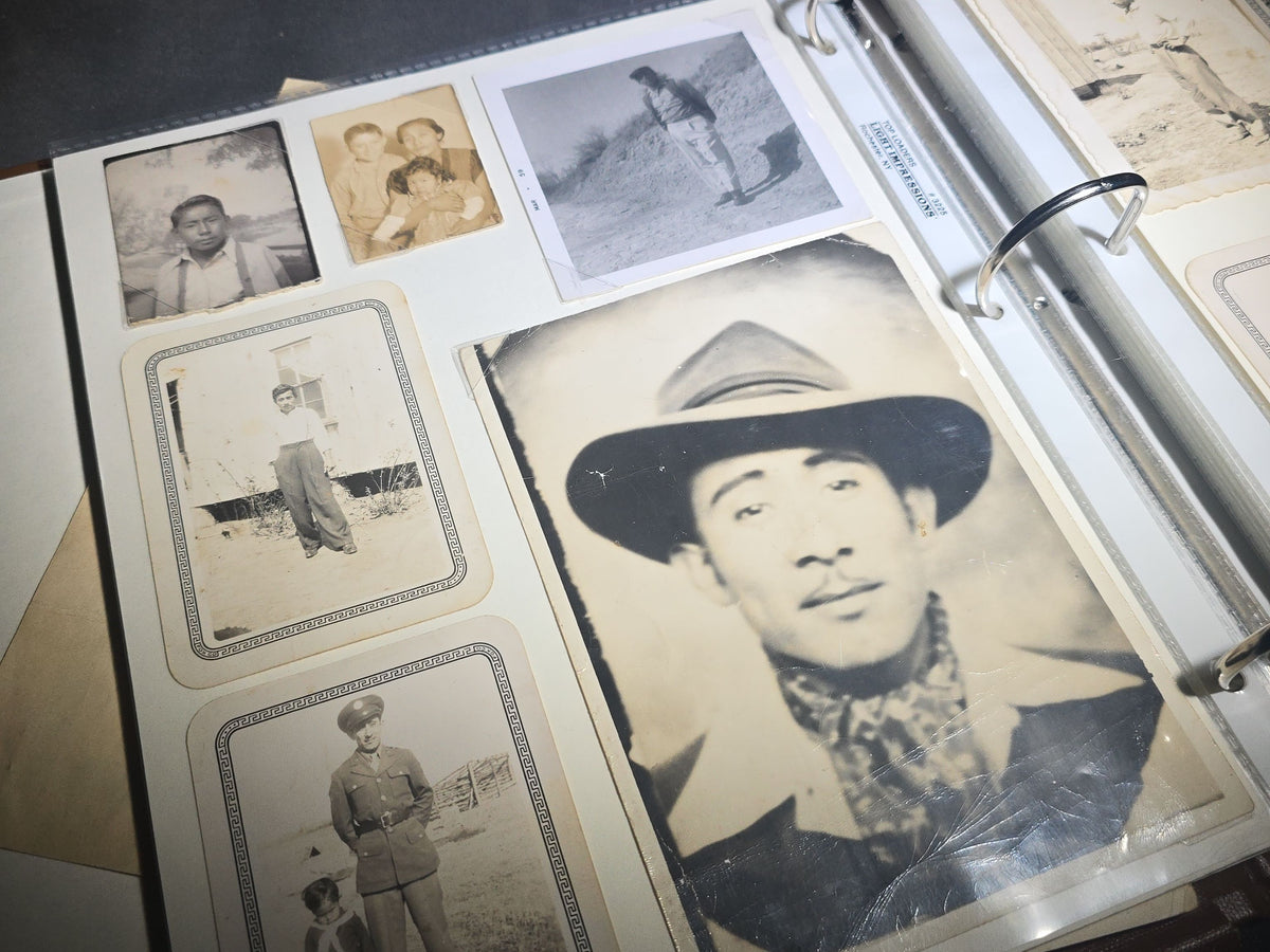 Vintage Mexican-American Family Photo Album and Scrapbook, Barron and Lira Families, Caldwell, Texas, Circa 1930s-1950s, Including Photographs, Marriage Certificate, Newspaper Clippings, and Ephemera