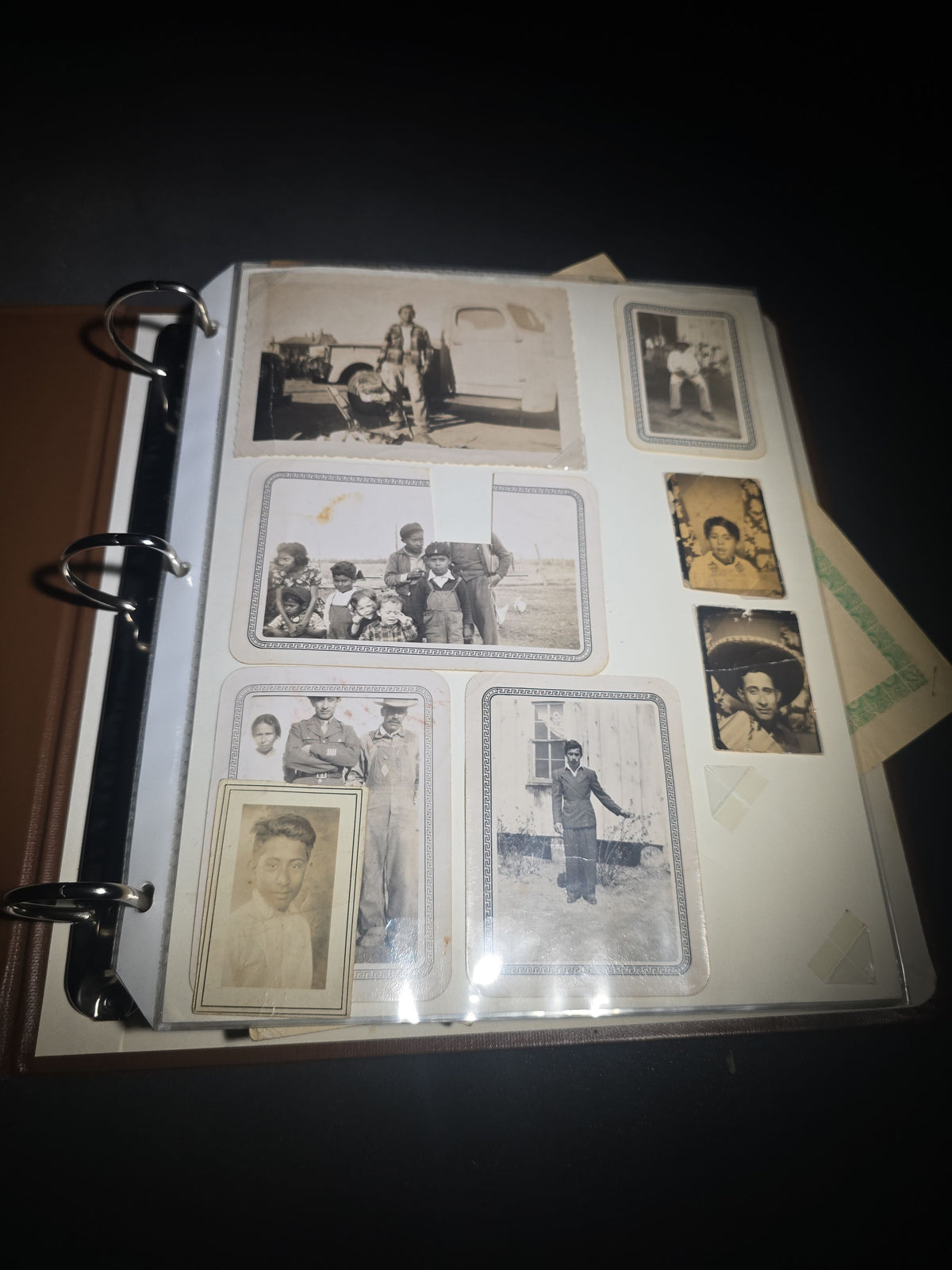 Vintage Mexican-American Family Photo Album and Scrapbook, Barron and Lira Families, Caldwell, Texas, Circa 1930s-1950s, Including Photographs, Marriage Certificate, Newspaper Clippings, and Ephemera