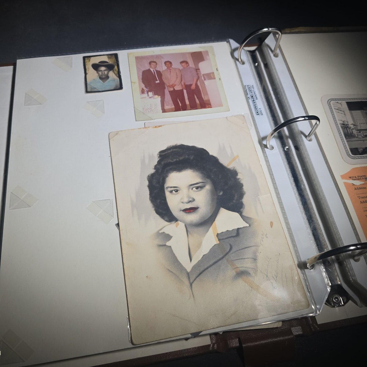 Vintage Mexican-American Family Photo Album and Scrapbook, Barron and Lira Families, Caldwell, Texas, Circa 1930s-1950s, Including Photographs, Marriage Certificate, Newspaper Clippings, and Ephemera