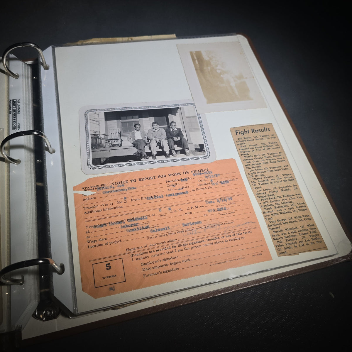 Vintage Mexican-American Family Photo Album and Scrapbook, Barron and Lira Families, Caldwell, Texas, Circa 1930s-1950s, Including Photographs, Marriage Certificate, Newspaper Clippings, and Ephemera